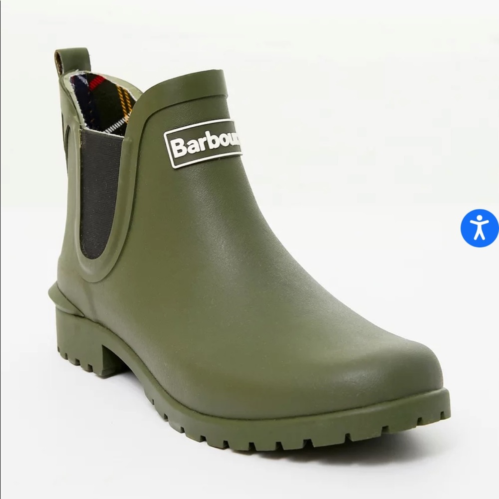 Never Worn Barbour Wellie Rain Boots - Olive